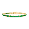5ct Natural Colombian Emerald Tennis Bracelet Yellow Gold
