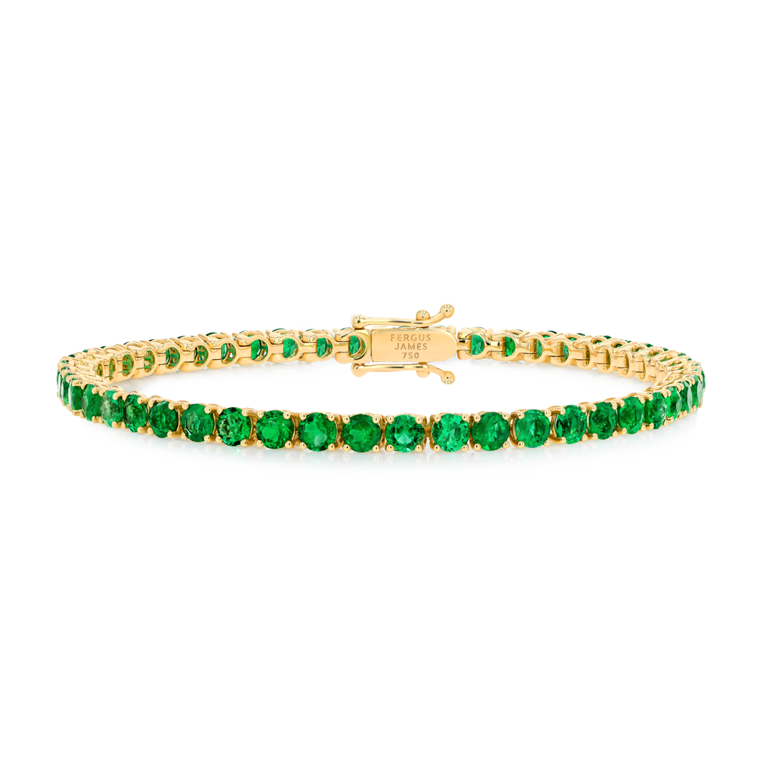 5ct Natural Colombian Emerald Tennis Bracelet Yellow Gold