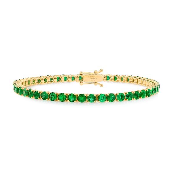 5ct Natural Colombian Emerald Tennis Bracelet Yellow Gold