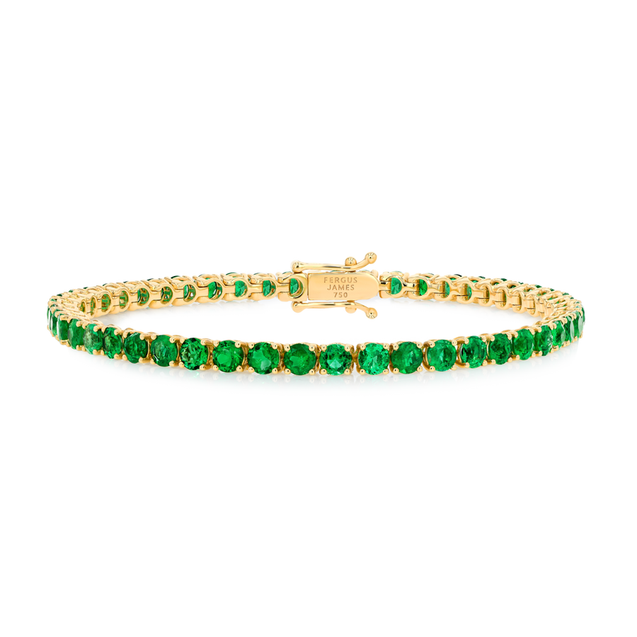 5ct Natural Colombian Emerald Tennis Bracelet Yellow Gold
