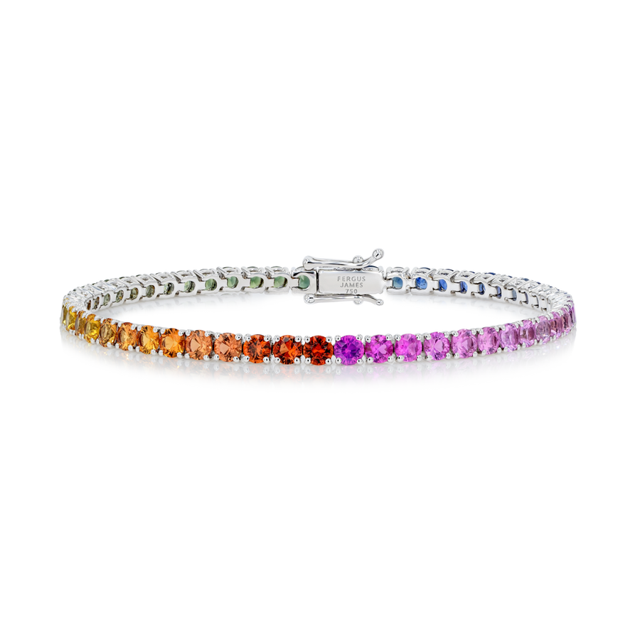 5ct Natural Rainbow Sapphire Tennis Bracelet Yellow Gold