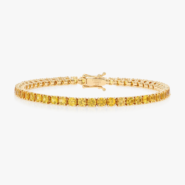 5ct Natural Yellow Sapphire Tennis Bracelet Yellow Gold