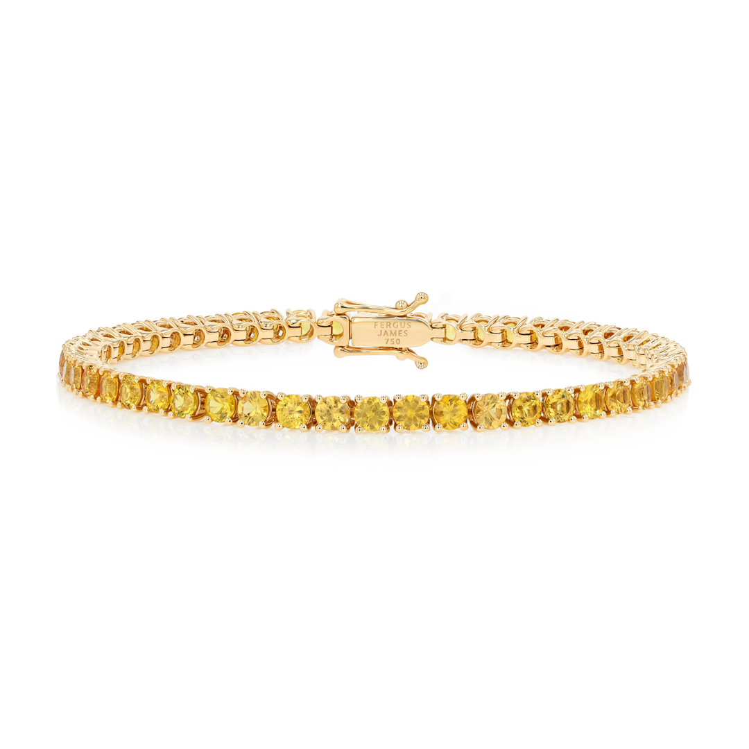 5ct Natural Yellow Sapphire Tennis Bracelet Yellow Gold
