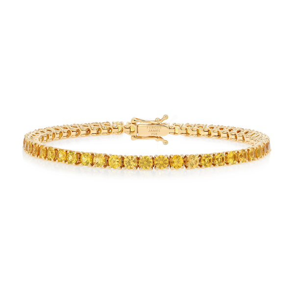 5ct Natural Yellow Sapphire Tennis Bracelet Yellow Gold