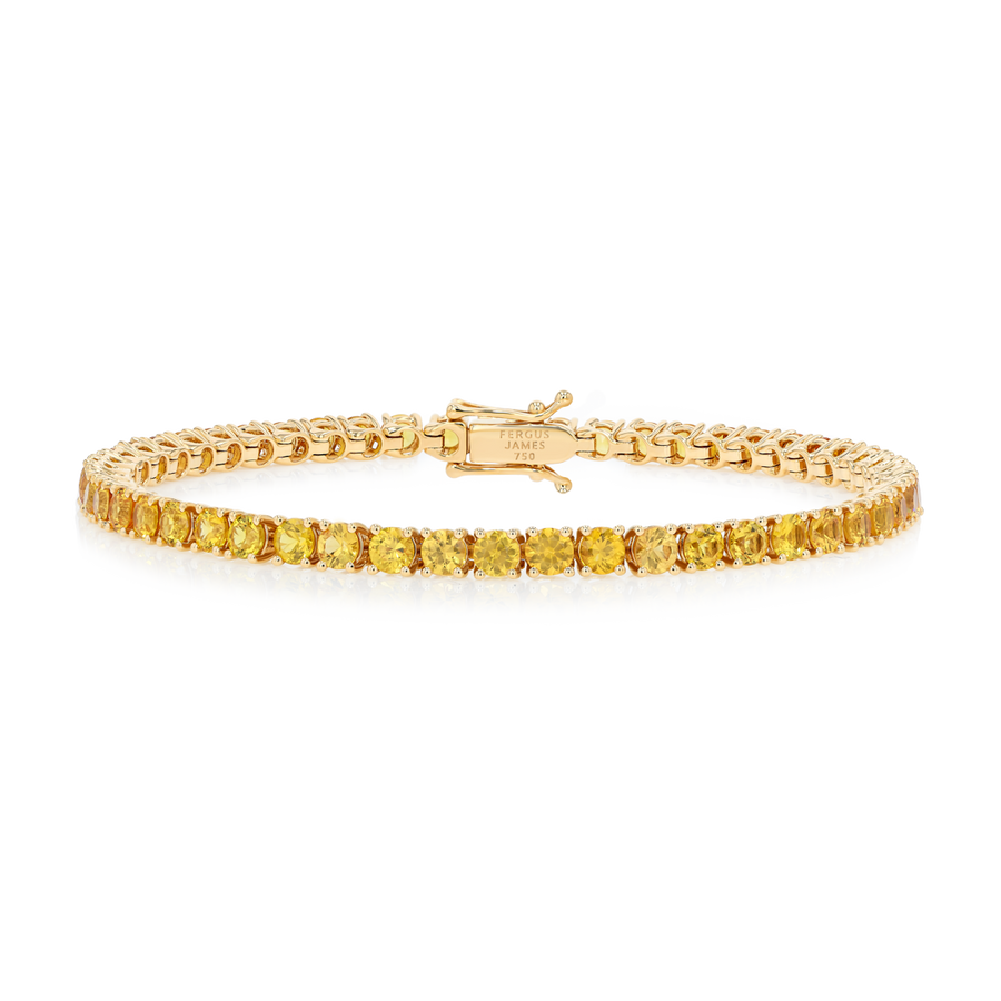 5ct Natural Yellow Sapphire Tennis Bracelet Yellow Gold