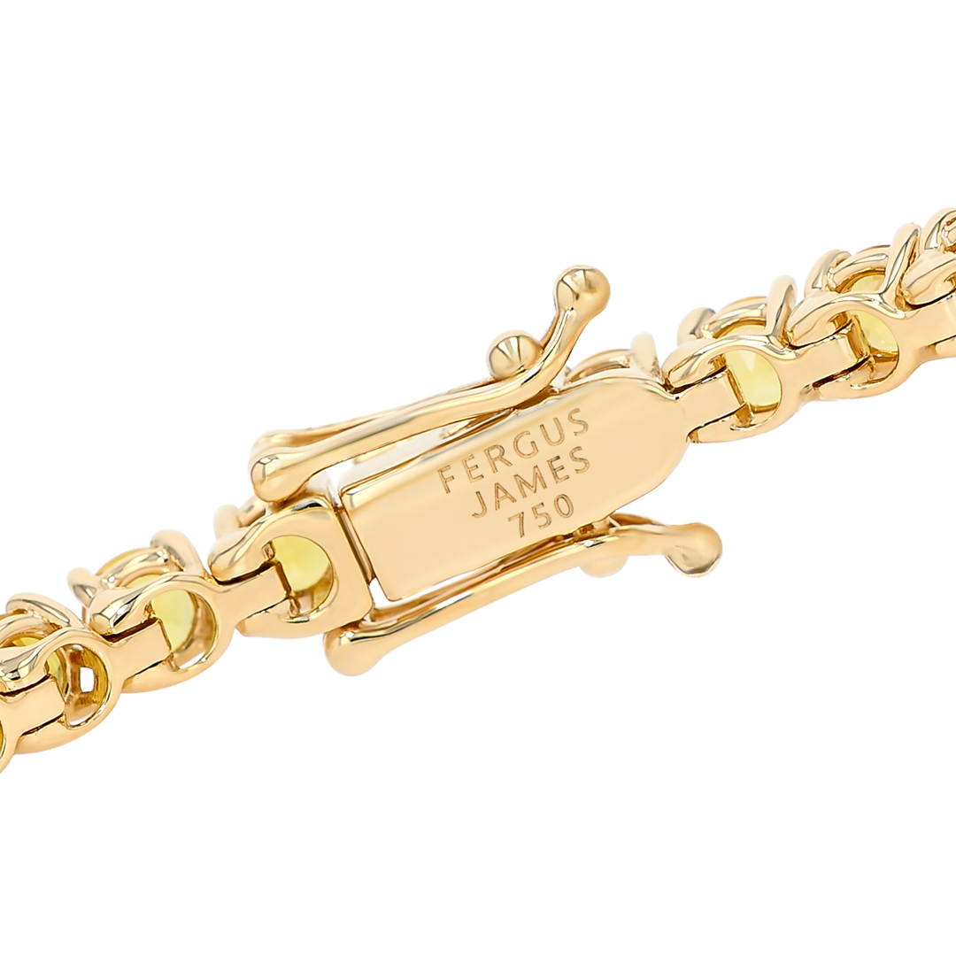 5ct Natural Yellow Sapphire Tennis Bracelet Yellow Gold