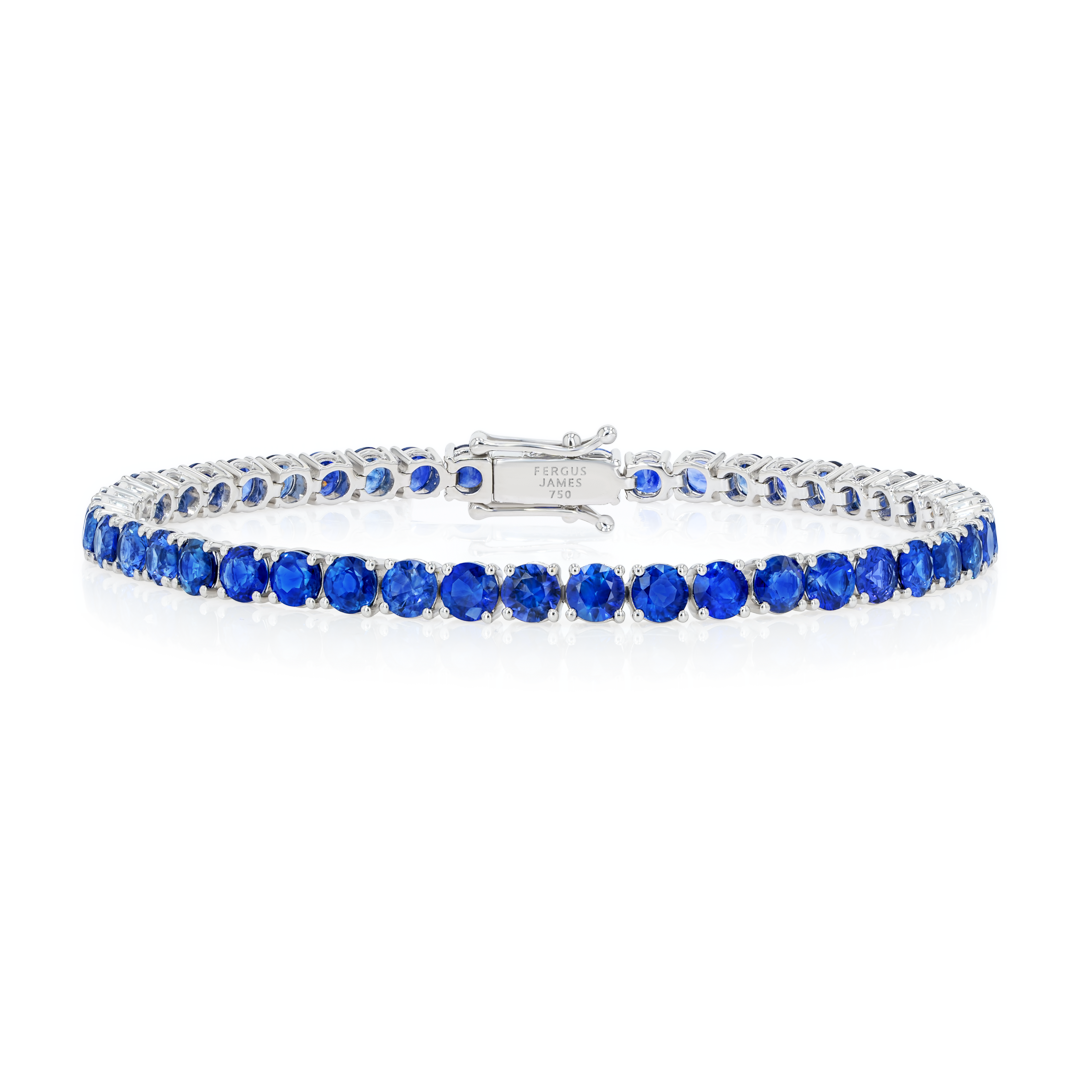 6ct Natural Blue Sapphire Tennis Bracelet White Gold