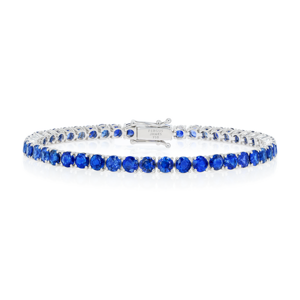 6ct Natural Blue Sapphire Tennis Bracelet White Gold