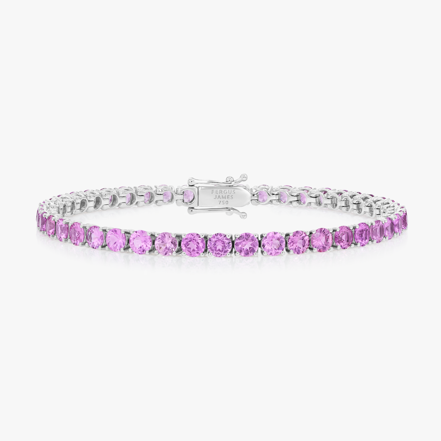 6ct Natural Pink Sapphire Tennis Bracelet White Gold