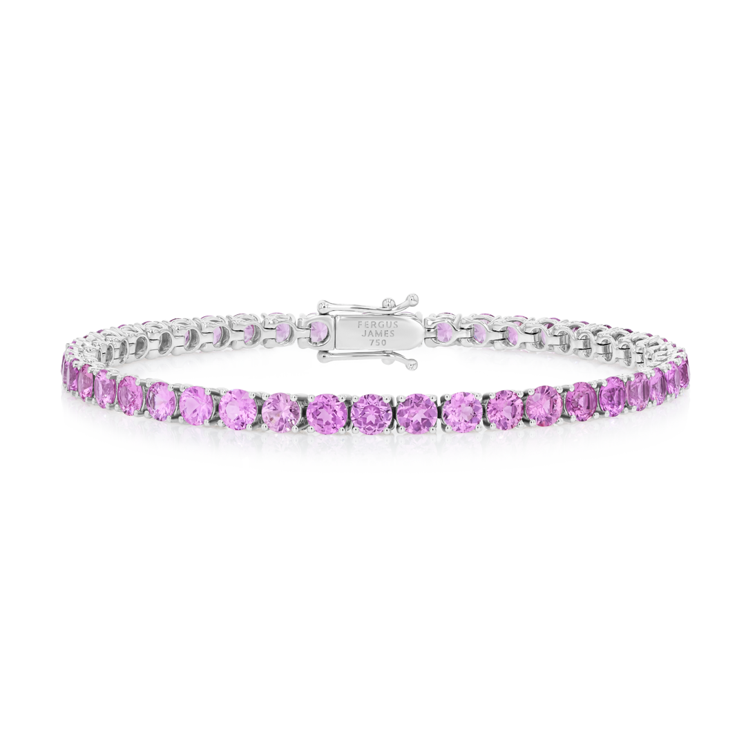 6ct Natural Pink Sapphire Tennis Bracelet White Gold