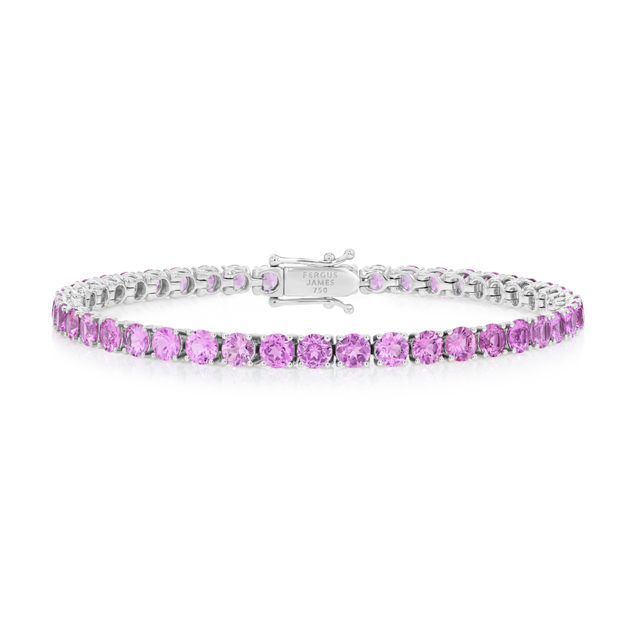 6ct Natural Pink Sapphire Tennis Bracelet White Gold