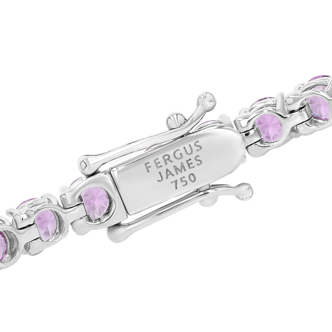 6ct Natural Pink Sapphire Tennis Bracelet White Gold