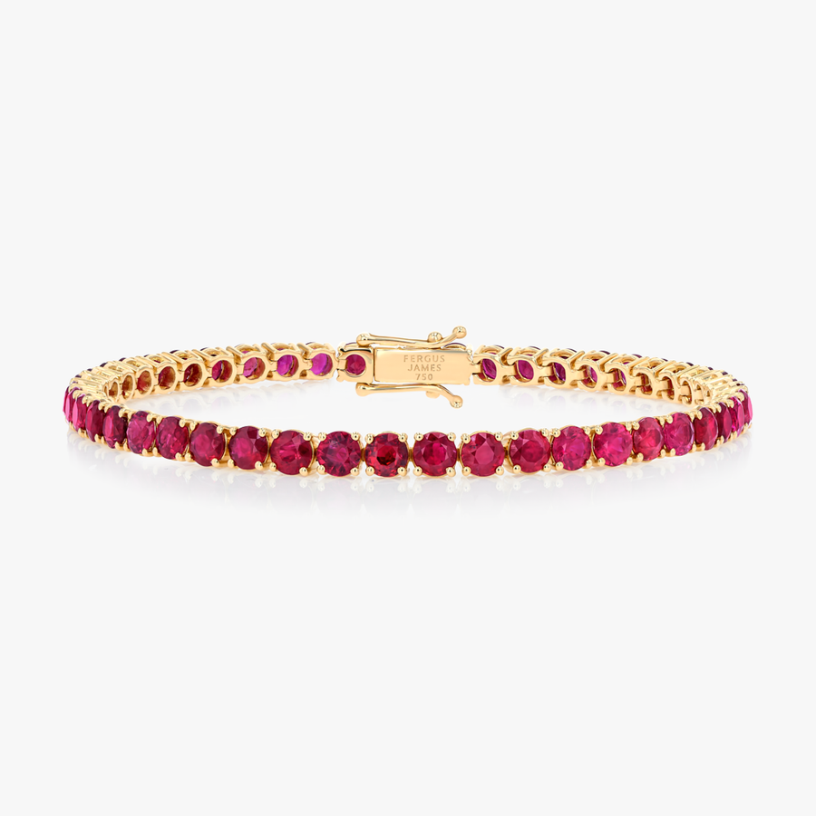 6ct Natural Ruby Tennis Bracelet Yellow Gold
