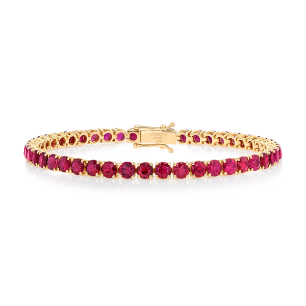 6ct Natural Ruby Tennis Bracelet Yellow Gold