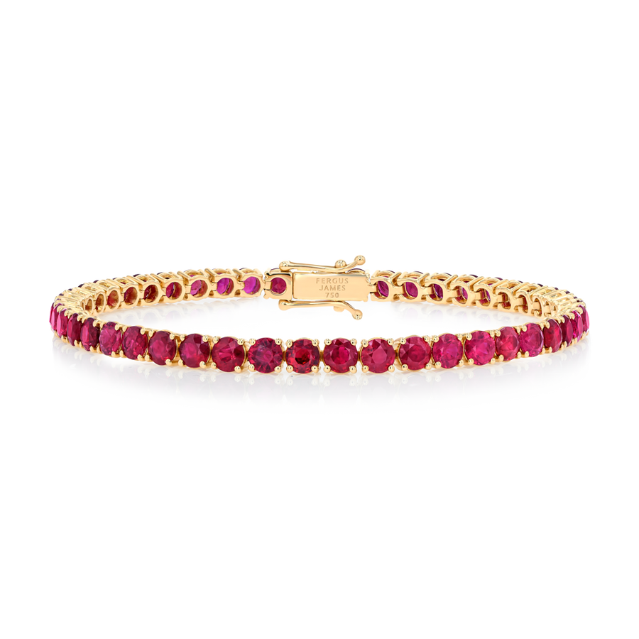 6ct Natural Ruby Tennis Bracelet Yellow Gold