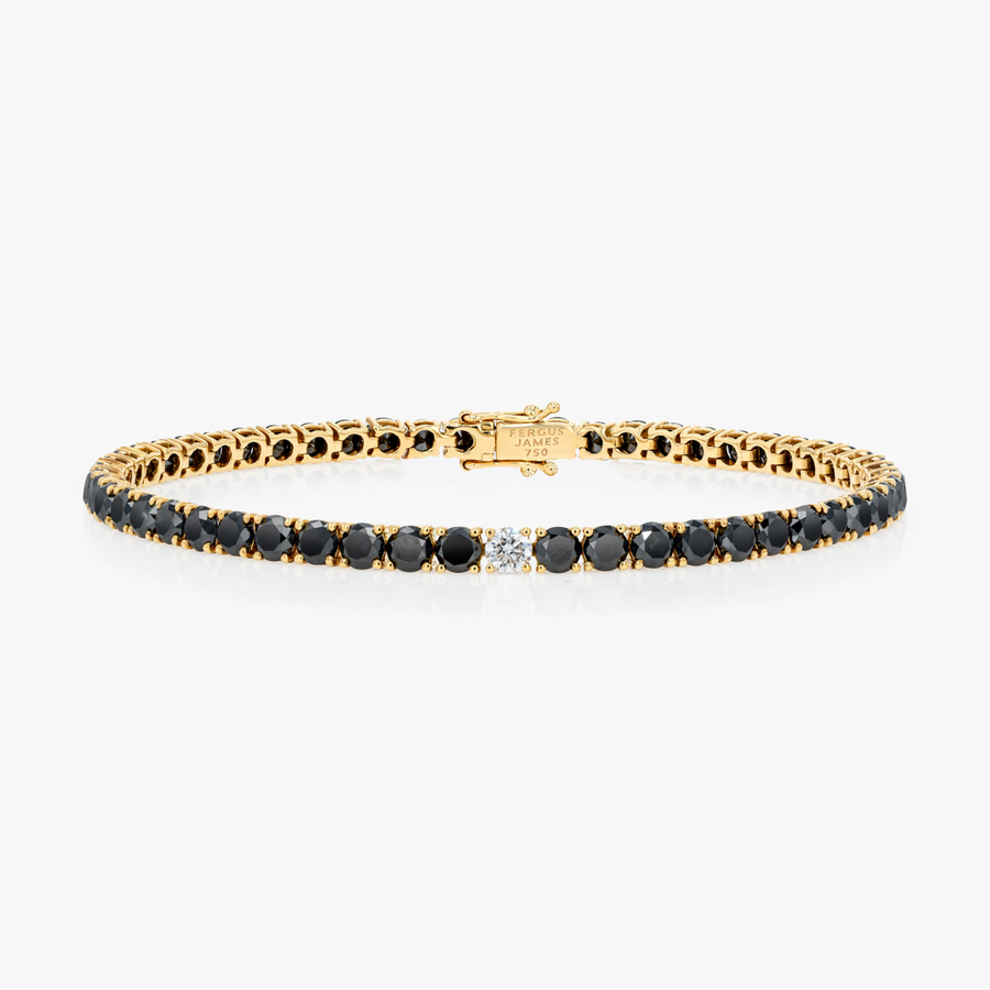 8ct Natural Black Diamond Tennis Bracelet Yellow Gold