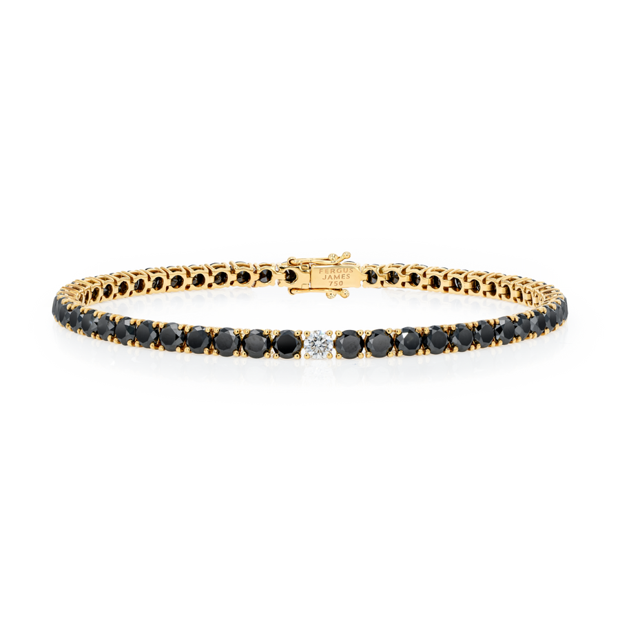 8ct Natural Black Diamond Tennis Bracelet Yellow Gold