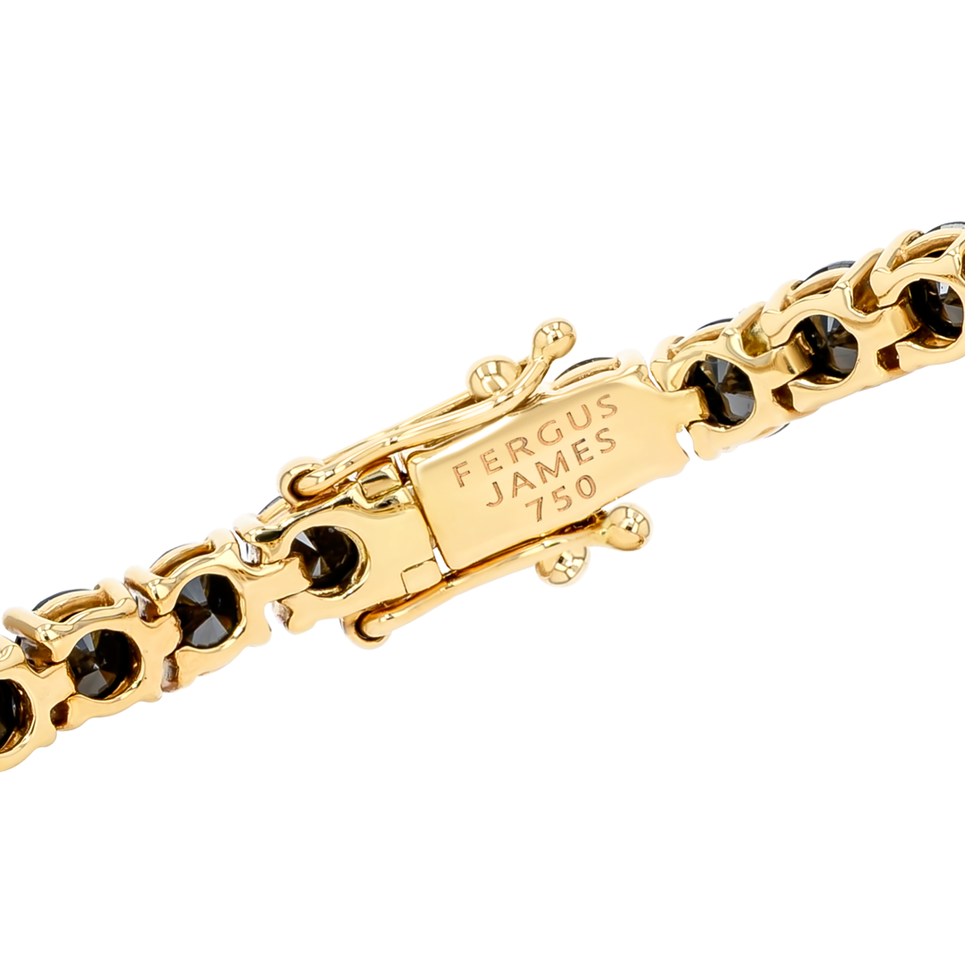 8ct Natural Black Diamond Tennis Bracelet Yellow Gold