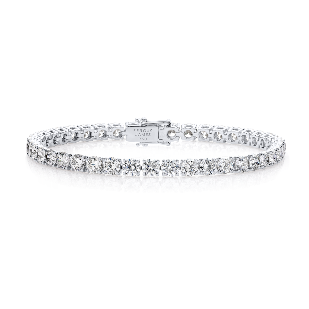 9ct Natural Diamond Tennis Bracelet White Gold