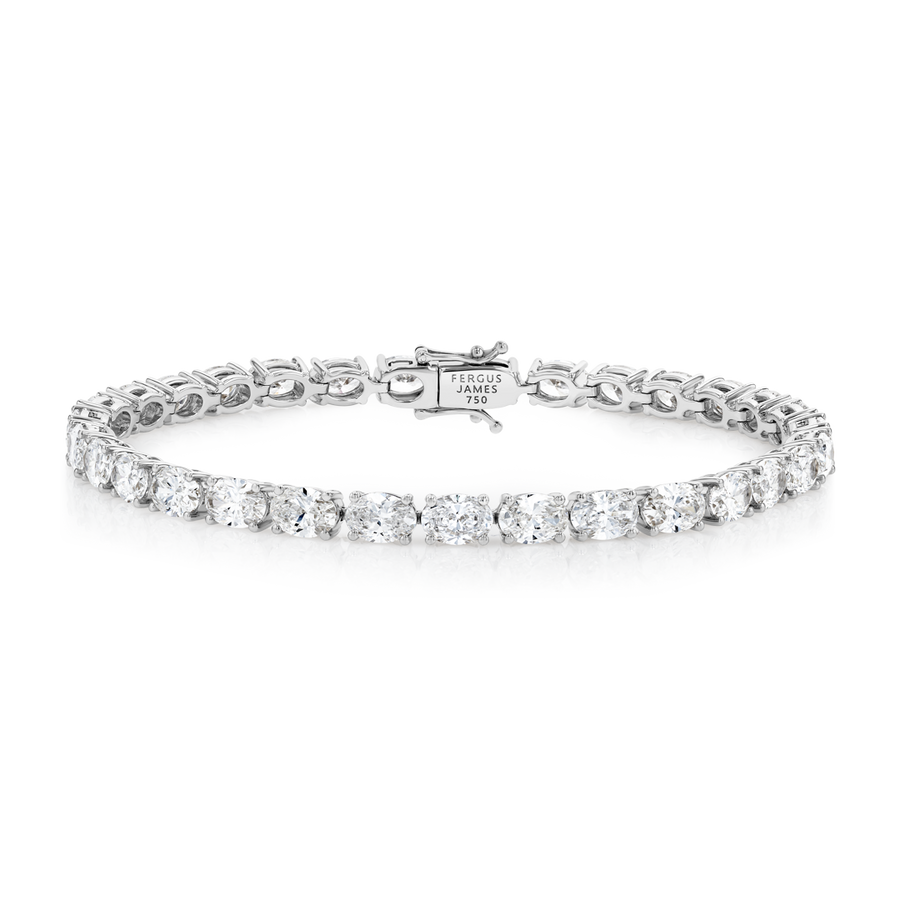 10ct Natural Oval Diamond Tennis Bracelet White Gold