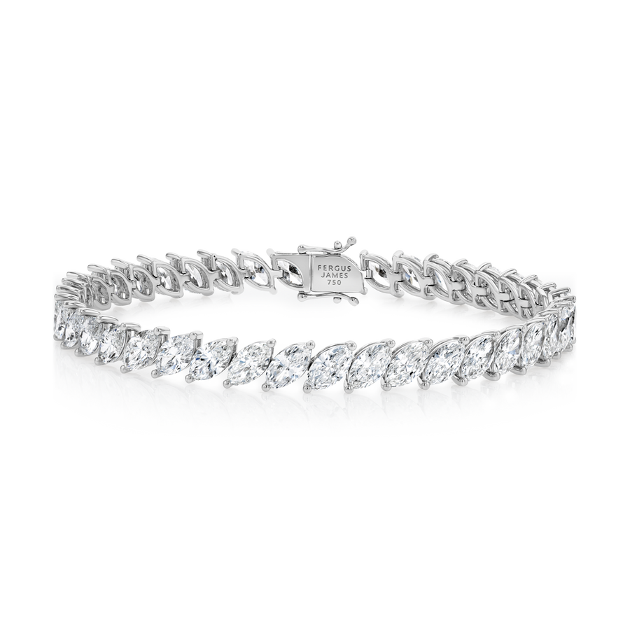 11ct Natural Marquise Diamond Tennis Bracelet White Gold