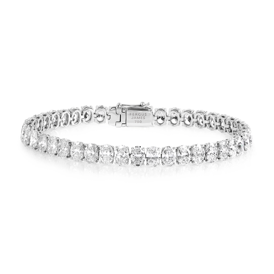 13ct Natural Oval Diamond Tennis Bracelet White Gold