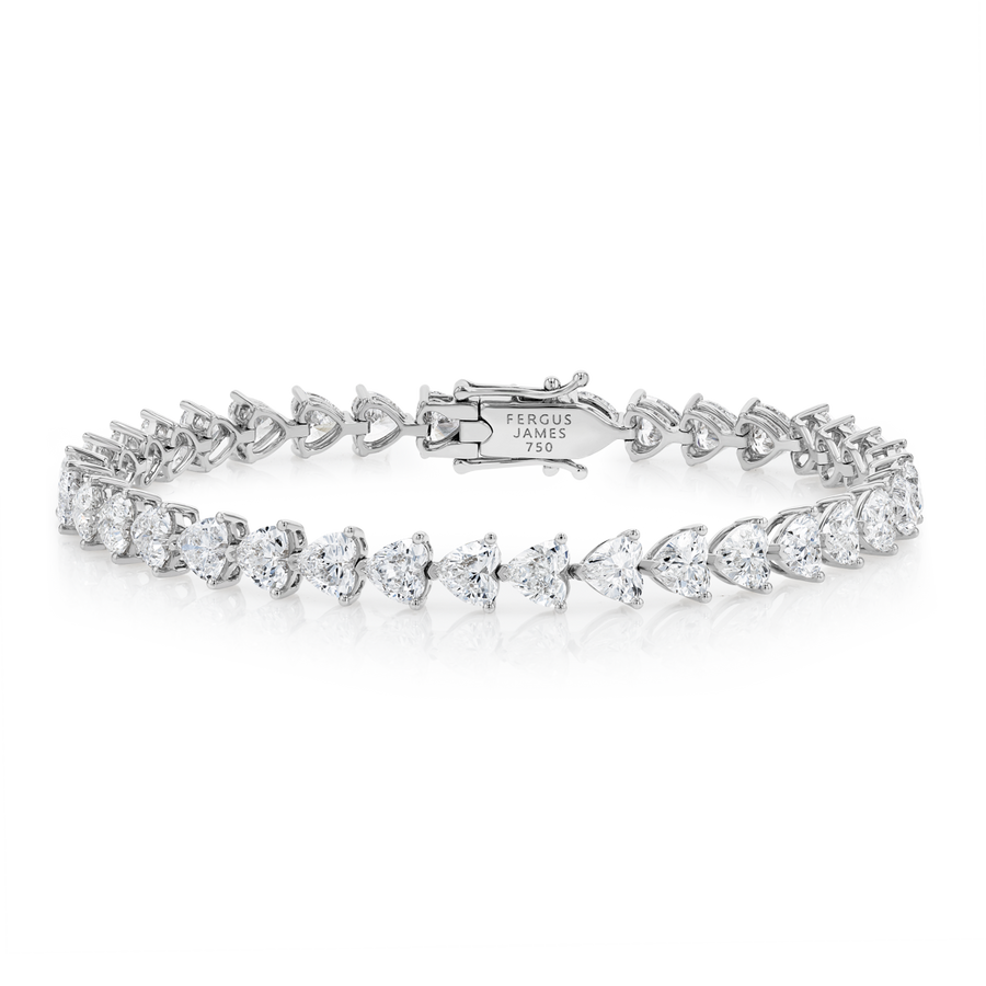 12ct Natural Heart Diamond Tennis Bracelet White Gold