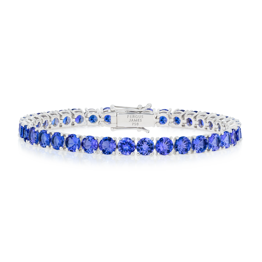 12ct Natural Tanzanite Tennis Bracelet White Gold