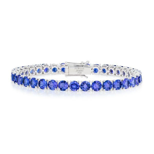 12ct Natural Tanzanite Tennis Bracelet White Gold