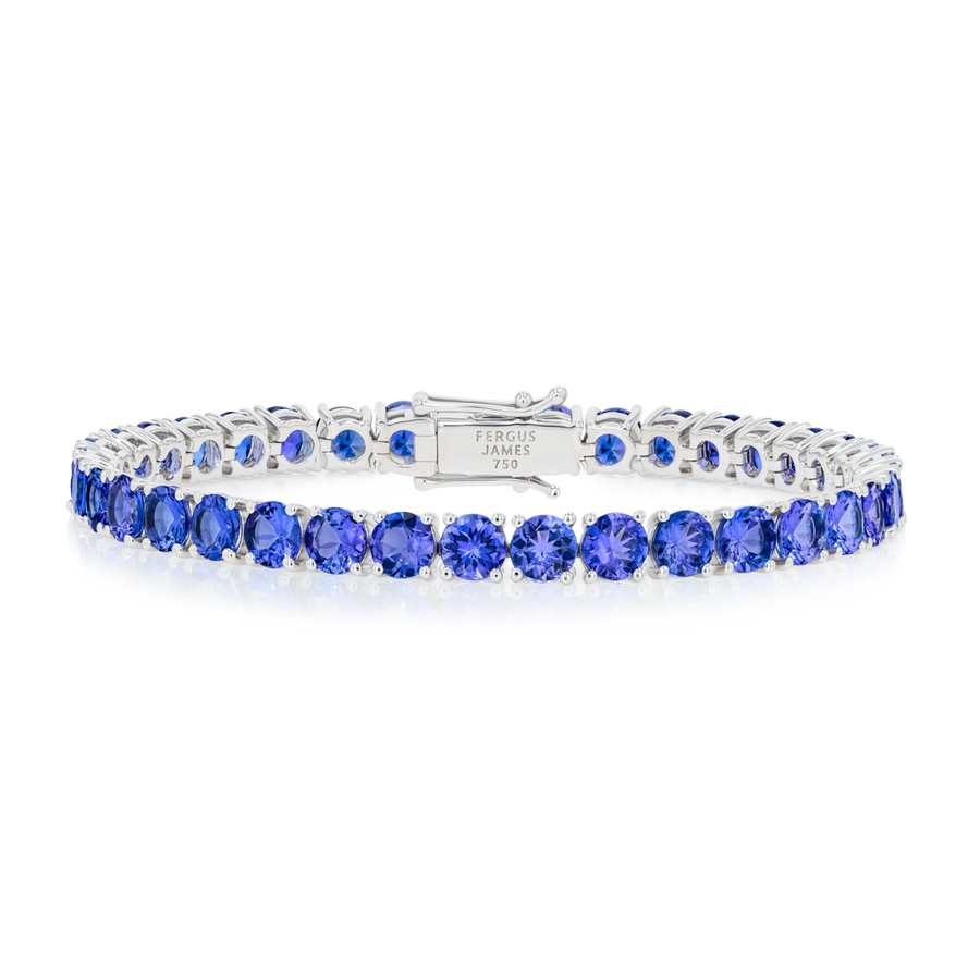 12ct Natural Tanzanite Tennis Bracelet White Gold