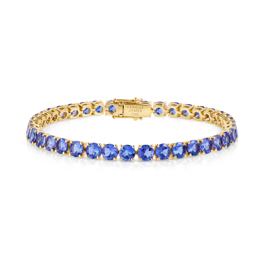 12ct Natural Tanzanite Tennis Bracelet Yellow Gold
