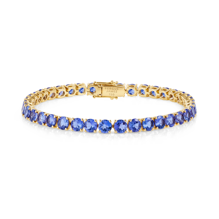 12ct Natural Tanzanite Tennis Bracelet Yellow Gold