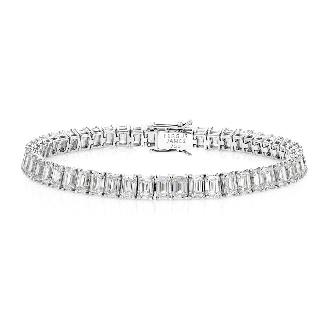 13ct Natural Emerald Diamond Tennis Bracelet White Gold