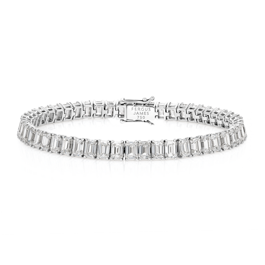 13ct Natural Emerald Diamond Tennis Bracelet White Gold
