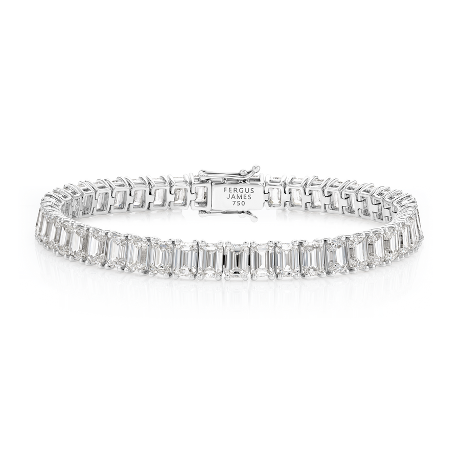 15ct Natural Emerald Diamond Tennis Bracelet White Gold