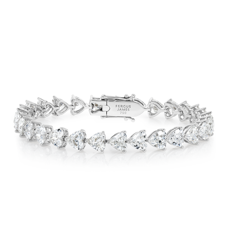 15ct Natural Heart Diamond Tennis Bracelet White Gold