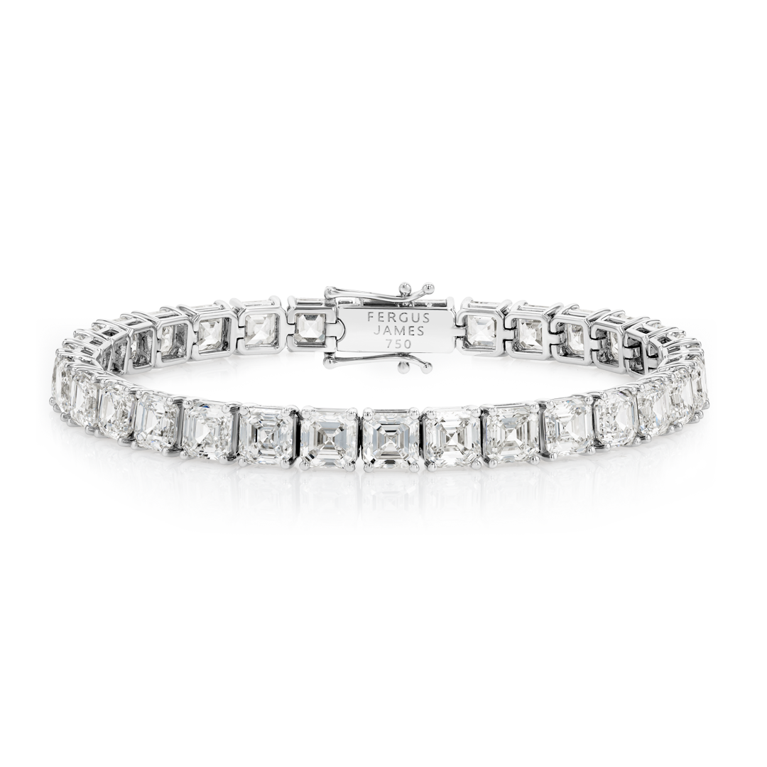 23ct Natural Asscher Diamond Tennis Bracelet White Gold