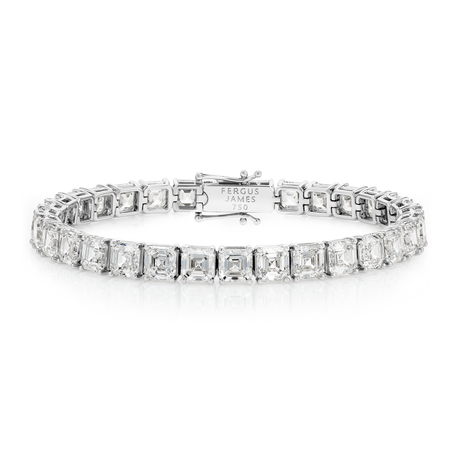 23ct Natural Asscher Diamond Tennis Bracelet White Gold