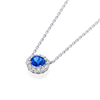 0.5CT ROUND BLUE SAPPHIRE HALO PENDANT WHITE GOLD