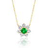 0.3CT ROUND EMERALD HALO PENDANT YELLOW GOLD