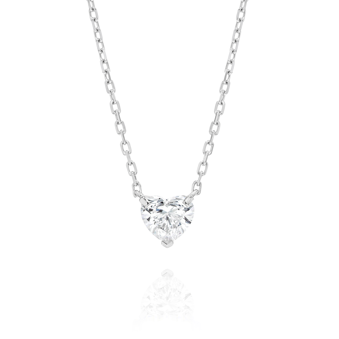0.3ct Heart Natural Diamond Pendant White Gold