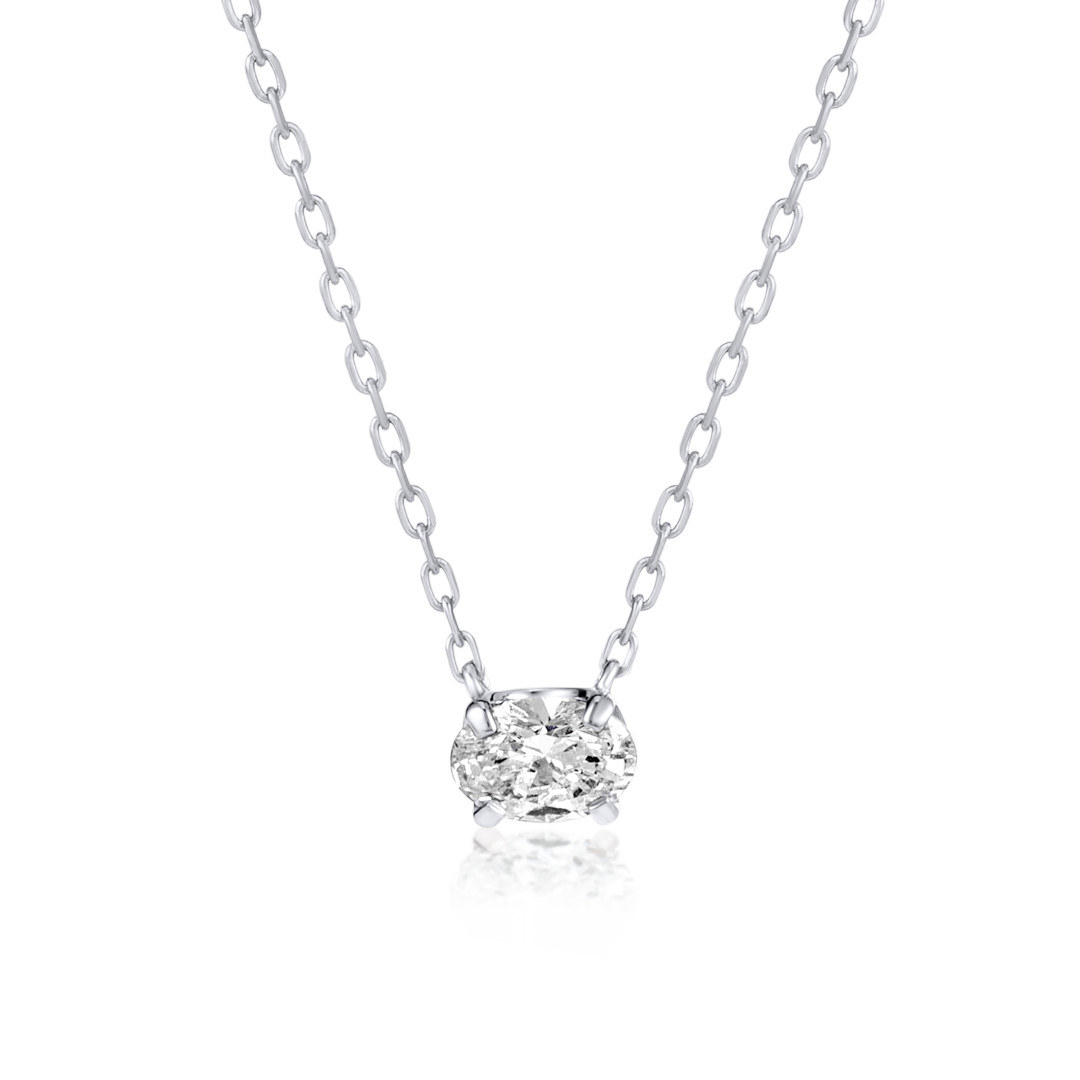 0.3ct Oval Natural Diamond Pendant White Gold