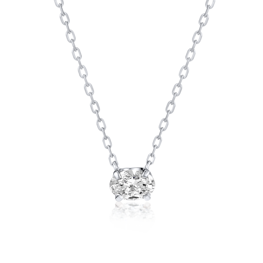 0.3ct Oval Natural Diamond Pendant White Gold