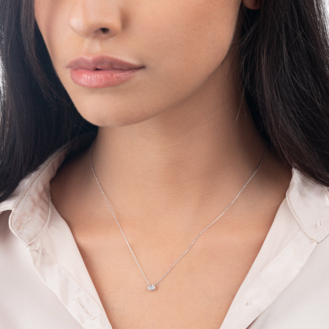 0.3ct Oval Diamond Lab-Grown Pendant White Gold