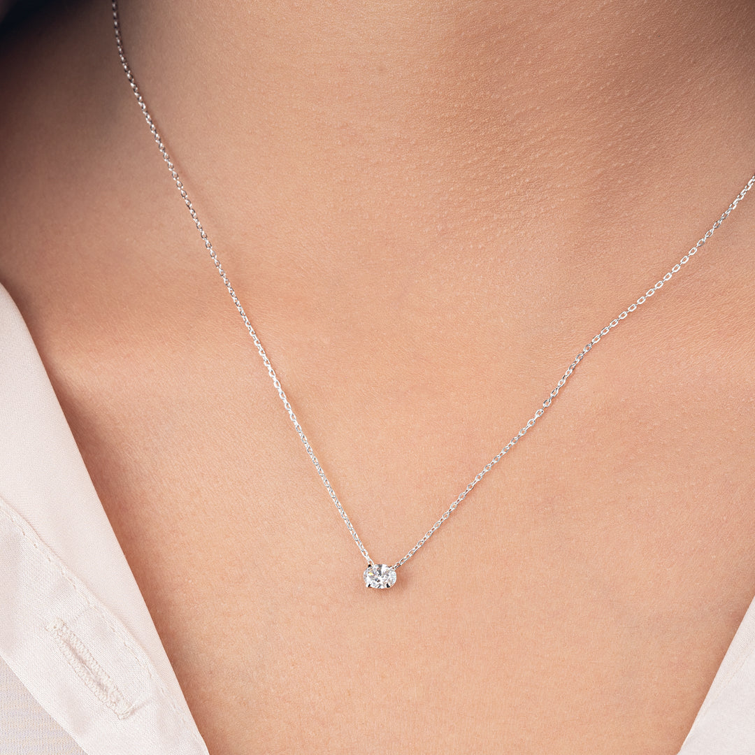 0.3ct Oval Diamond Lab-Grown Pendant White Gold