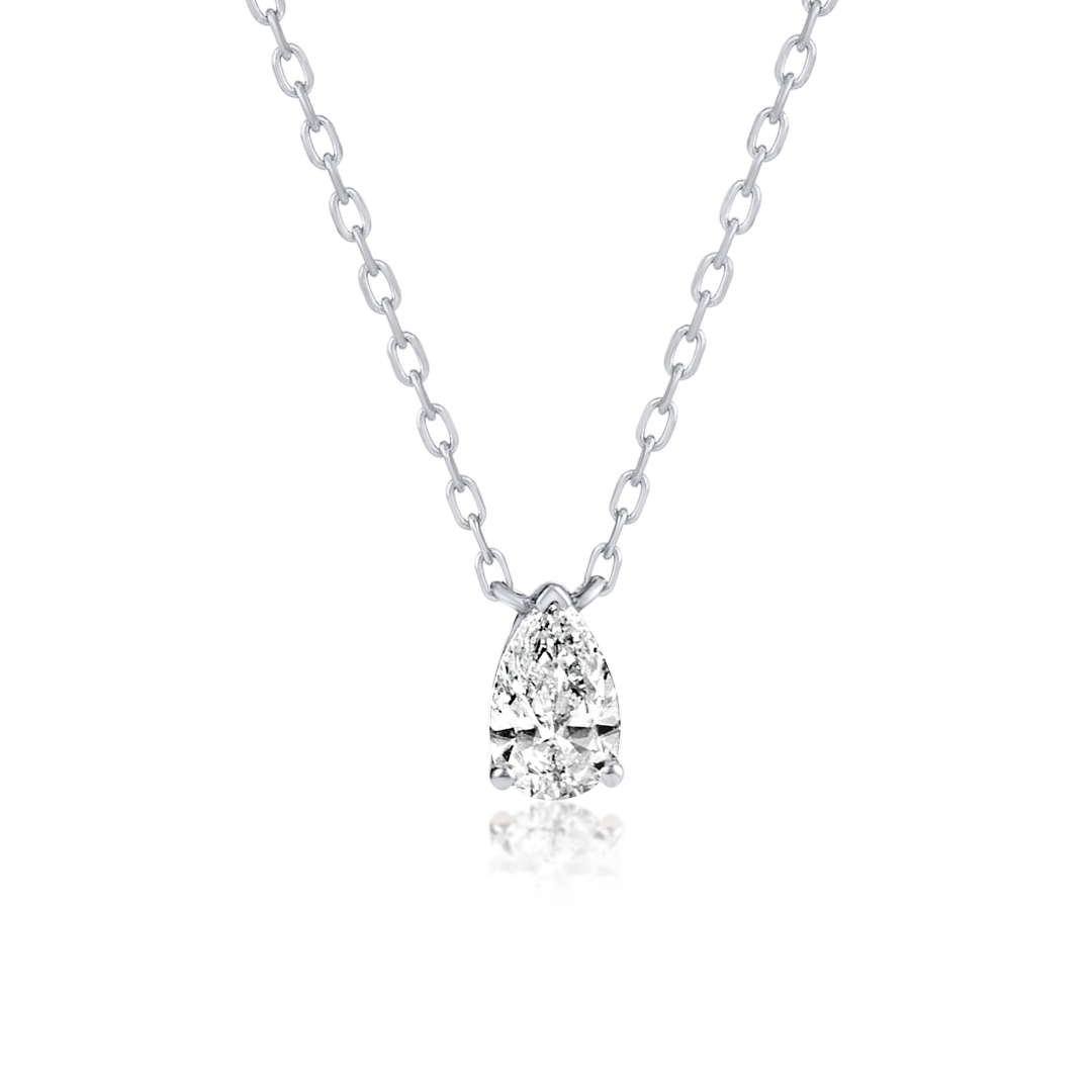 0.3ct Pear Natural Diamond Pendant White Gold