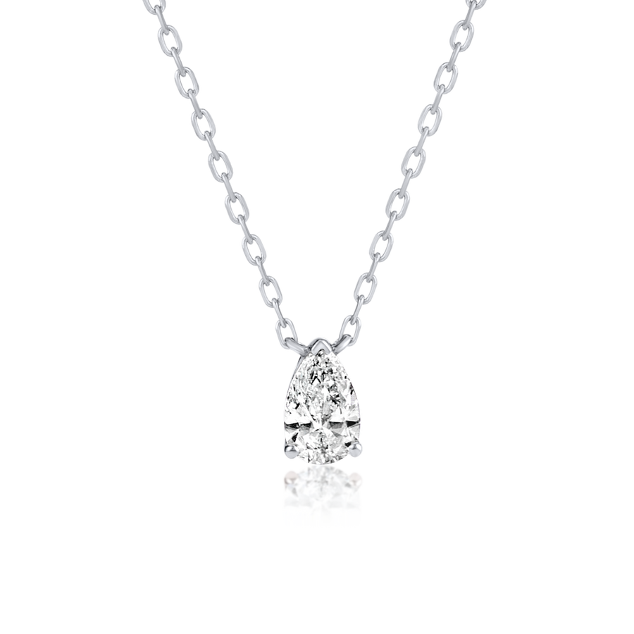 0.3ct Pear Natural Diamond Pendant White Gold