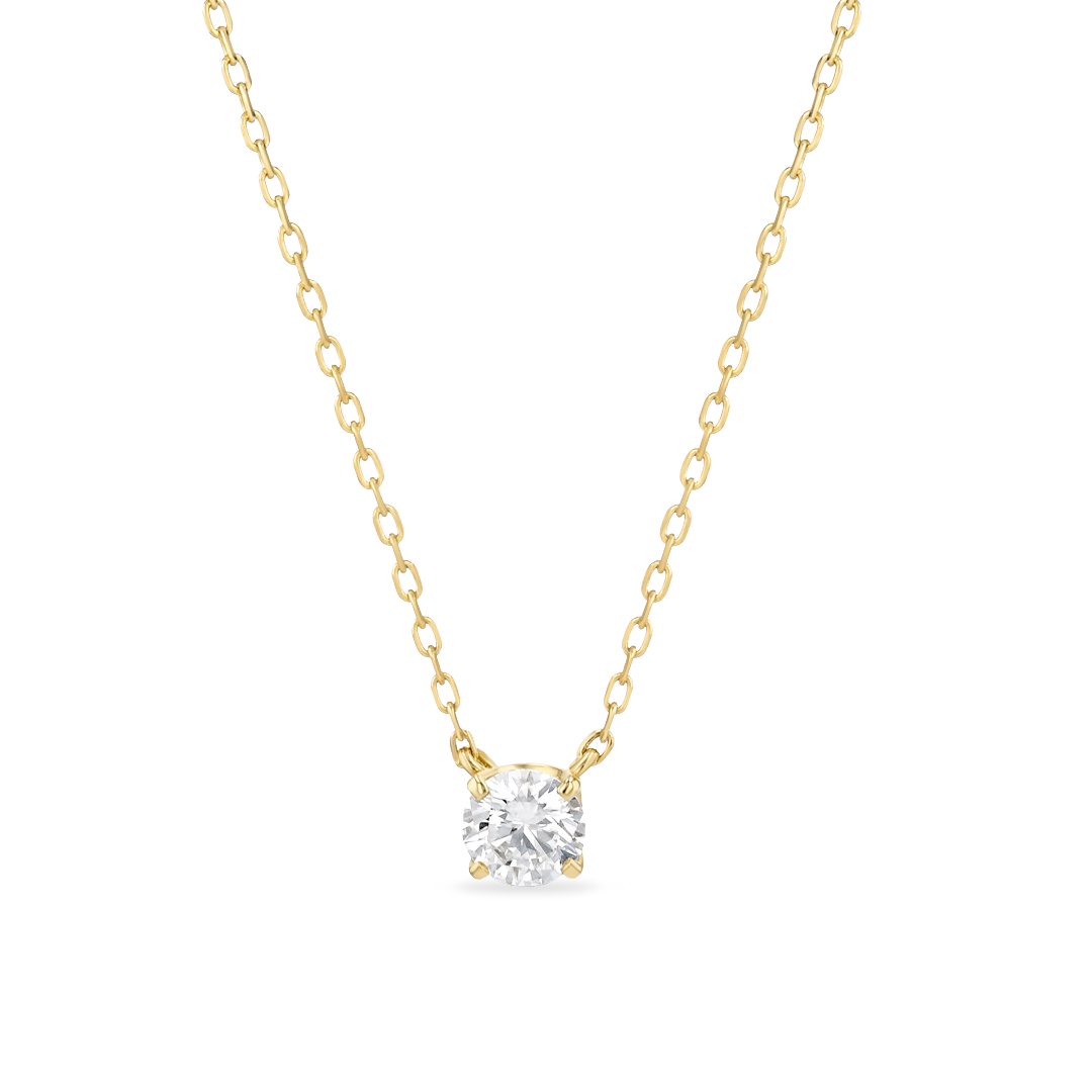 0.3ct Round Natural Diamond Pendant Yellow Gold