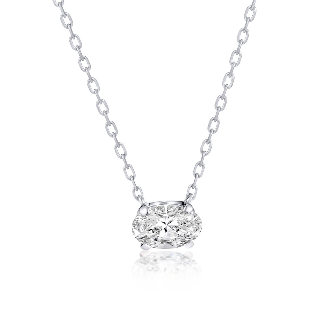 0.5ct Oval Natural Diamond Pendant White Gold
