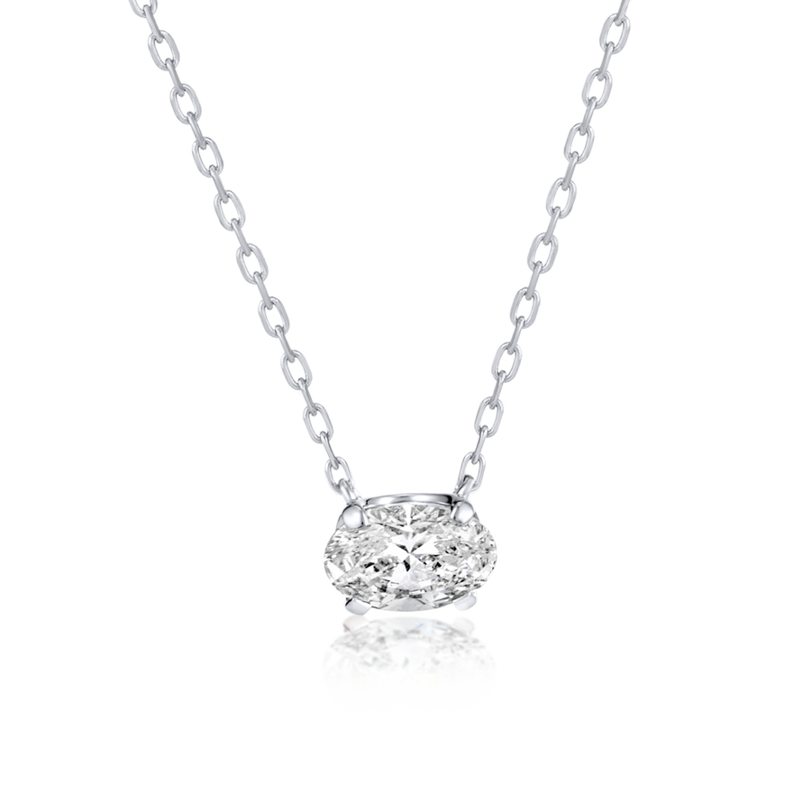 0.5ct Oval Natural Diamond Pendant White Gold